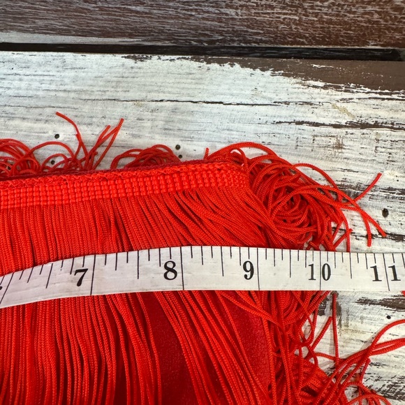 Red Fringe Over-the-Knee Heeled Boots - Picture 8 of 9